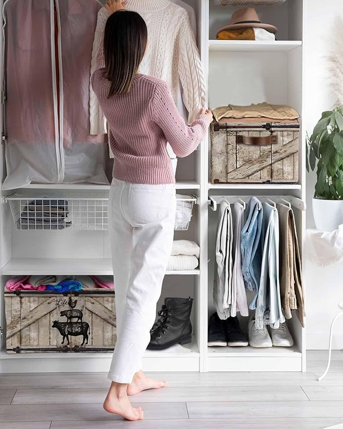 Farmhouse Animals Storage Bins Cubes Waterproof Cloth Storage Basket, Rooster Pig Cattle Brown Wooden Plank Foldable Storage Bags for Shelf Closet Clothes Organizers with Handles 15x11x9.5 in 2PCS