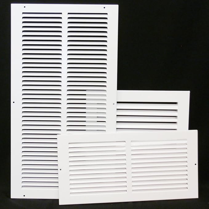 20" X 4" Adjustable AIR Supply Diffuser - HVAC Vent Cover Sidewall or Ceiling - Grille Register - High Airflow - White [Outer Dimensions: 21.75" w X 5.75" h]