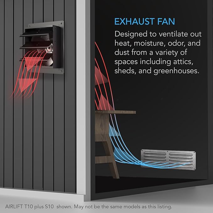 AC Infinity AIRLIFT S16, Shutter Exhaust Fan 16” with 10-Speed Controller, EC Motor - Wall Mount Ventilation and Cooling for Sheds, Attics, Workshops, and Greenhouses
