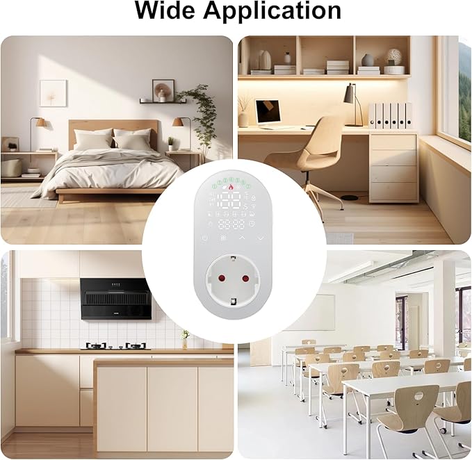 Luocute Smart WiFi Plug in Thermostat APP Remote Voice Control Energy Saving Mode Compatible with Electric Heating Equipment for Home Greenhouse Reptile Enclosure (White)