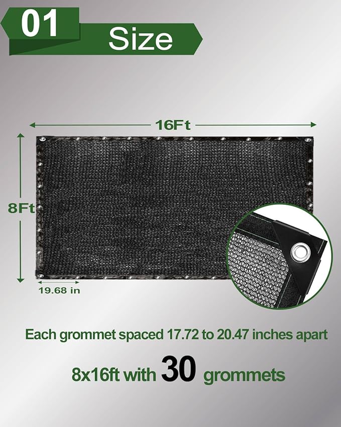 vensovo 40% Sunblock Shade Cloth Net Black Resistant - 8x16 Ft Garden Shade Mesh for Plant Cover, Greenhouse, Chicken Coop, Kennels, Tomatoes Plants