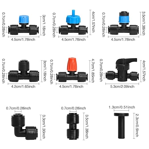 Bonviee 1/4 Inch Push-to-Connect Tee with Vortex Emitters, 24 Pack – Wide Coverage Irrigation for Lawn, Garden, Greenhouse