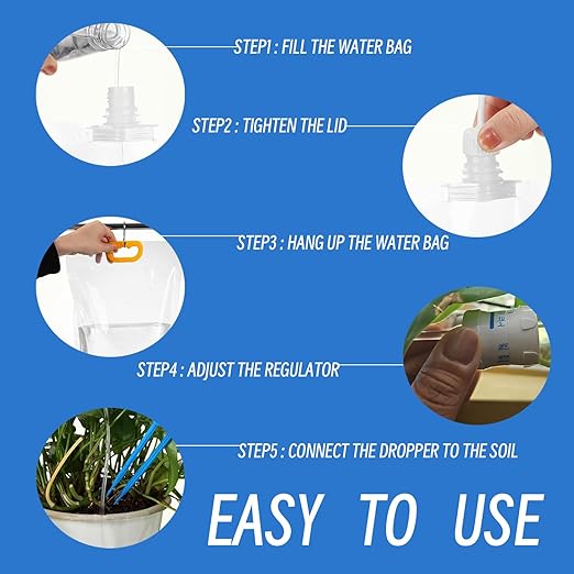 3 Pack 3.5L Plant IV Water Bag Automatic Plant Drip Watering Bags - Indoor Outdoor Self-Watering System with Adjustable Flow|Durable & Water-Saving Plant Watering Kit Set
