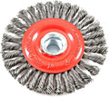 Forney 72760 Wire Wheel Brush, Stringer Bead Twist with 5/8-Inch-11 Threaded Arbor, 4-Inch-by-.020-Inch