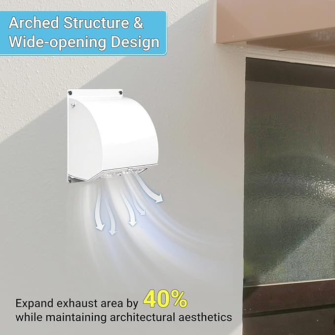 Neoaider 6 Inch Hooded Wall Vent Cover with Screen and Damper, 14GA/2MM Thick Heavy-Duty Steel Vent Covers for Wall, Vent Cover for Dryer Ventilation and Outdoor Air Exhaust, White