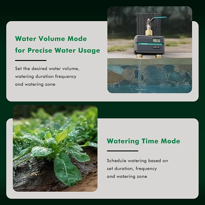 RESTMO 2 Zone Smart Sprinkler Hose Timer with Flow Meter, Brass Water Timer for Garden Hose with APP Remote Control (2.4GHz WiFi Connection), Automatic Drip Irrigation System for Lawn, Yard