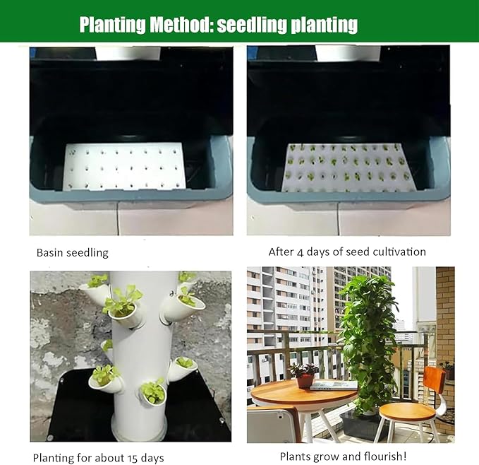 Indoor Hydroponic Tower Garden Kit, 30-Plant Vertical Growing System with Pump, Smart Germination for Herbs, Fruits & Veggies - 25 Holes, White White 30holes