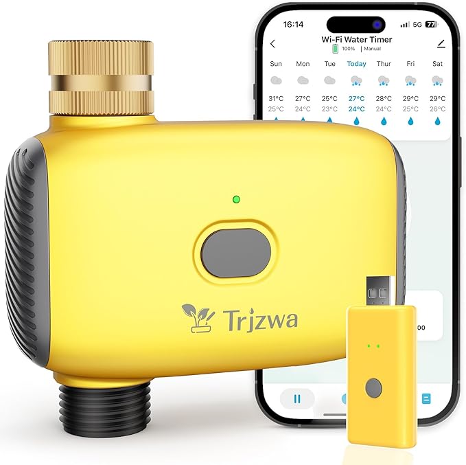 WiFi Sprinkler Timer 2025 WiFi Water Timer for Garden Hose,Brass Inlet Smart Irrigation System for Garden,APP Remote Control via WiFi and Bluetooth,Sprinkler Watering for Lawns, Patios