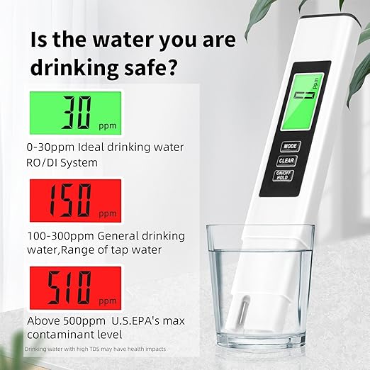 Water Tester for Drinking Water | TDS Meter 4-in-1 with EC & Temperature | Digital Water Quality Tester for Home& RO System