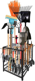 Garden Tool Organizer, Yard Tool Organizer, Metal Yard Tools Storage, Heavy Duty Garden Tool Organizer for Garage, Partitioned Tool Organizer and Storage for Shed, Garage, Tool Stand, Outdoor