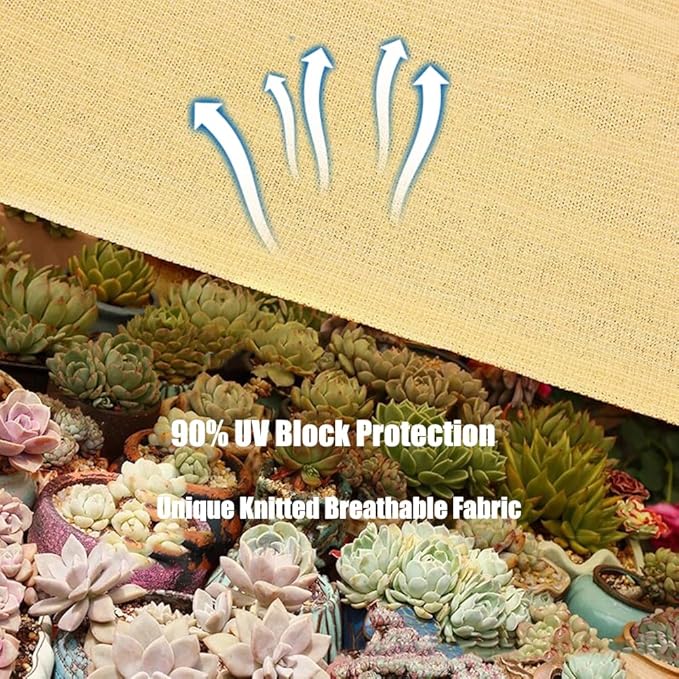 90% Shade Cloth for Plants 2 Ft × 3.3 Ft Greenhouse Shade Cloth for Protect Vegetable Plants Fruits Flowers Crops - Beige