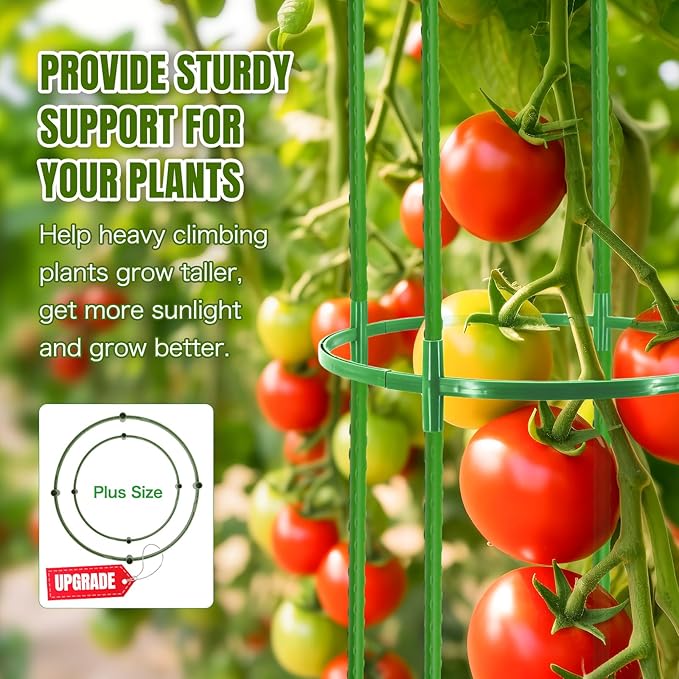 Joyhalo 2 Pack 65 Inch Tomato Cages for Garden, Upgraded Larger Size Heavy Duty Tomato Cage, Height Adjustable Tomatoes Trellis for Climbing Plants Vegetables Flowers Cucumber Peony