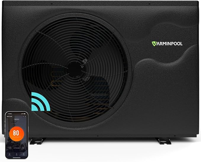 58000BTU Invert Smart Pool Heat Pump for Above and Inground Pools up to 18000 Gals, WiFi Capable and Timer Function Touch Screeen Controller Electric Pool Heater, Heating&Cooling, 220V, V18