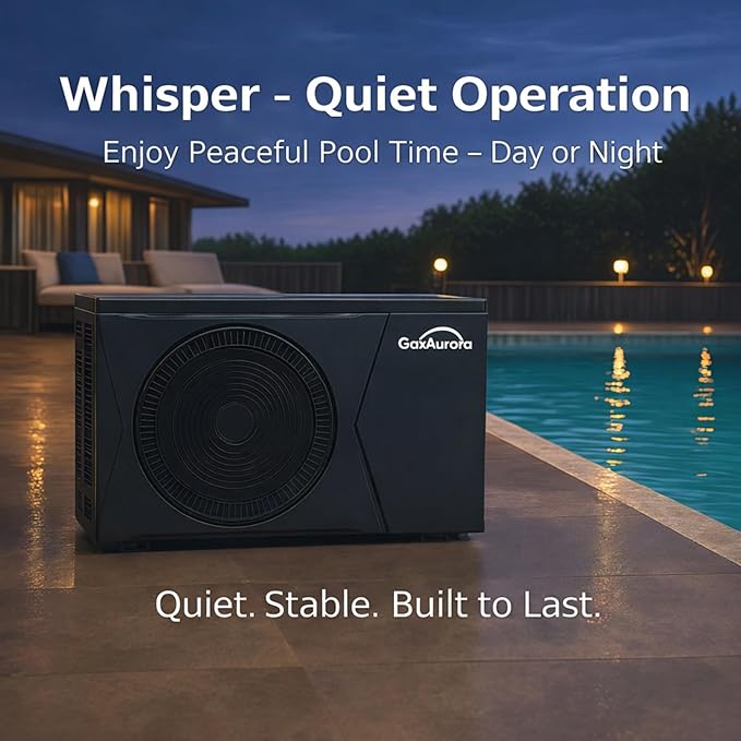 35,000 BTU/h Pool Heat Pump Heater with Wi-Fi App Control, 115V Plug & Play, Titanium Heat Exchanger, Quiet High-Efficiency Heating for Above-Ground/Small Inground Pools up to 9,000 Gallons