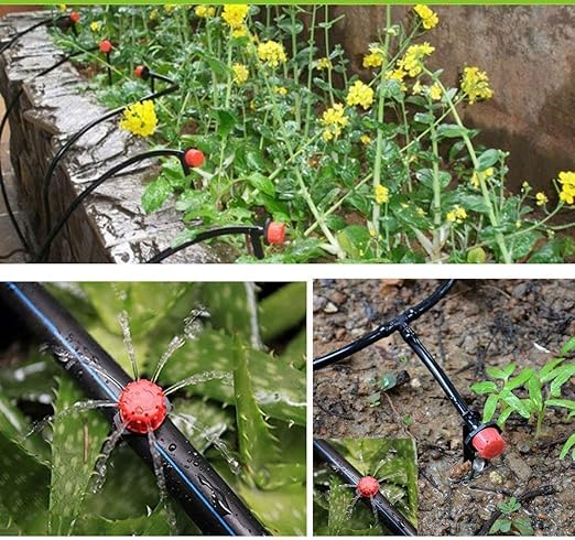 MSDADA Greenhouse Drip Irrigation Kit, 50ft Garden Automatic Irrigation System, 1/4" Blank Distribution Tubing Hose Adjustable Nozzle, Plant Watering System for Garden, Patio, Flower Bed, Lawn