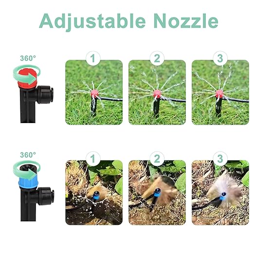 Drip Irrigation System, 120ft Garden Watering System with Quick-to-Connect Fittings, Drip Irrigation Kit with 1/2 in Hose 1/4 in Distribution Tubing for Garden, Greenhouse, Flower Bed, Lawn