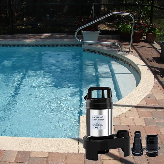 Sump Pump 1HP Stainless Steel Sewage Pump 6500 GPH Pond Pumps for Outdoor Ponds,Free Control Timer Submersible Pump for Pool,Sump Basin,Basement and Outdoor Drainage, 50ft Cord,2'' NPT Discharge
