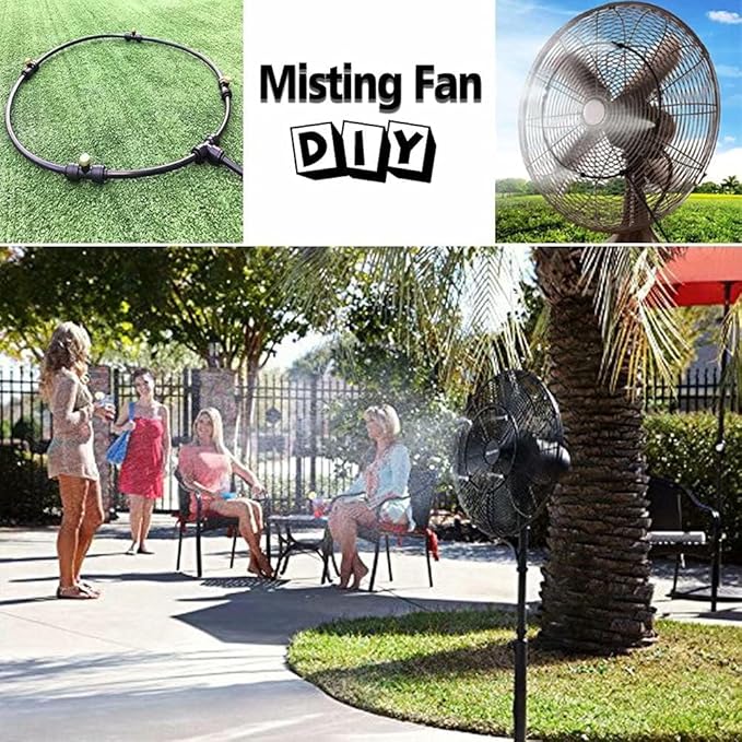 Pre-assembled Misting Kit, 59FT Misting Line + 21 Brass Mist Nozzles + Brass Adapter(3/4") Outdoor Mister for Patio, Garden, Greenhouse, Trampoline, Sprinkler
