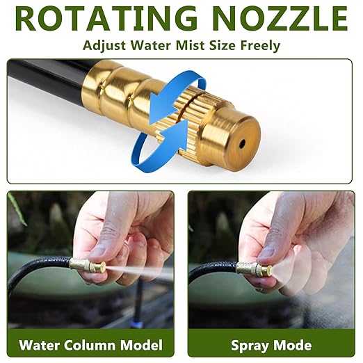65.6FT/20M Drip Irrigation System, 360° Bendable Irrigation System for Garden, Garden Watering System with Quick Connector and Adjustable Nozzles, Drip Irrigation Kit for Greenhouse, Yard, Plants