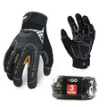 Vgo... 3-Pairs Heavy Duty Synthetic Leather Work Gloves, Impact Protection Mechanic Gloves, Rigger Gloves, Vibration Reduction, Touchscreen Capable (Size L, Black, SL8849)