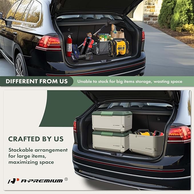 A-Premium Multifunctional Foldable Trunk Organizer and Storage Box Portable Car Storage Box with Waterproof Bag Heavy-Duty Container 45L 47-Quart for Camping, Picnic, Home, Garage box, etc