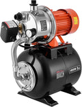 VEVOR 1.6 HP Shallow Well Pump with Pressure Tank, 120V 1320 GPH, Stainless Steel Irrigation Jet Pump with 5-Gal Pressure Tank, Automatic Water Booster System, for Home Garden Lawn, Potable Water