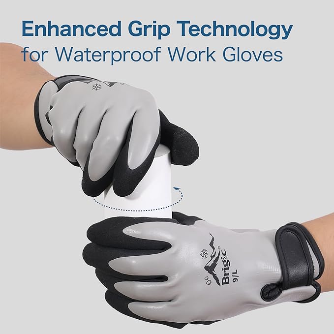 Waterproof Weatherproof Winter Work Gloves, Gray, Ideal for Gardening & Outdoor Tasks