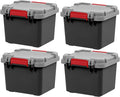 IRIS USA 4 Pack TrailBox, 8 Gallon Lockable Storage Trunk Box, Truck Bed Bin Heavy-Duty Containers Camping Gear, Adventure Chest - Dark Gray/Gray