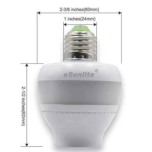 Smart Radar Motion Sensor Light Socket Adapter – E26/E27 Screw-in Add-On, Dusk-to-Dawn, Invisible Radar Through Glass-Wall, Works with LED CFL Incandescent Bulbs （1-Pack）