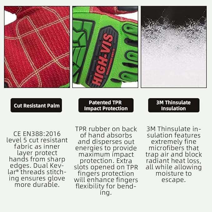 Seibertron High-Vis Series Cut Resistant Reducing Anti-Impact Mechanics Heavy Duty Safety Rescue Oil and Gas Gloves