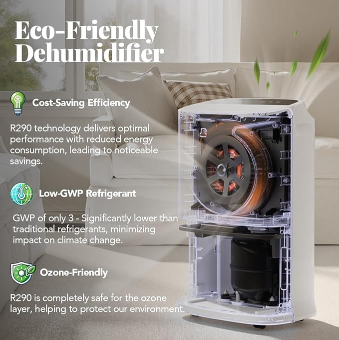 Energy Star 2024 Dehumidifier for Basement & Home, Up to 5500 Sq. Ft, 90 Pint Smart Wi-Fi Control, 1.45 Gal Tank with Drain Hose, 3 Modes, Auto Defrost, Timer & Child Lock