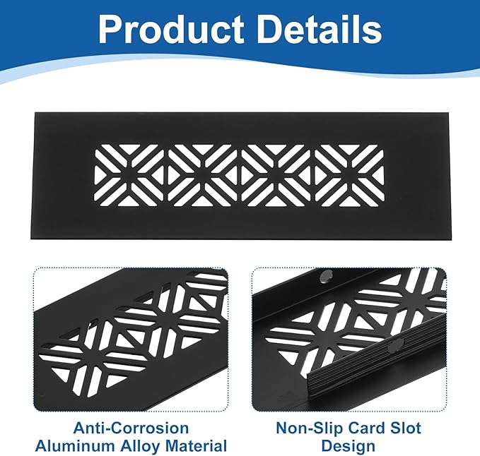uxcell Aluminum Alloy Air Vents, 150 x 50mm / 5.9 x 2" Rectangle Louvered Ventilation Grille Cover with Mounting Screws for Door Cabinet Wardrobe, Matt Black