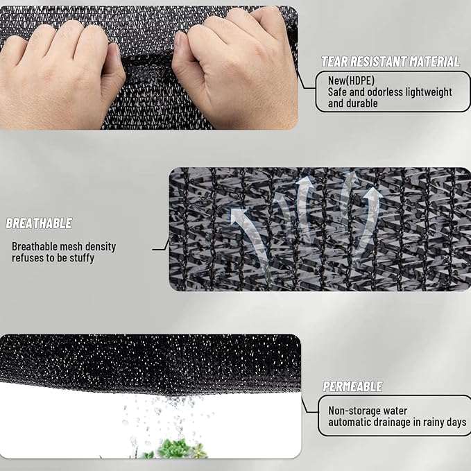 LOVE STORY 8x10FT 70% Black Shade Cloth Sun Shade Net with Grommets Sunblock Net Mesh Tarp for Garden,Plants Cover,Greenhouse and Patio