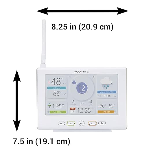 AcuRite Iris Wireless Weather Station with HD Direct-to-Wi-Fi Display, Lightning Sensor, Indoor/Outdoor Temperature and Humidity, Wind Speed/Direction, Rain Gauge, and Barometer (01532M), White
