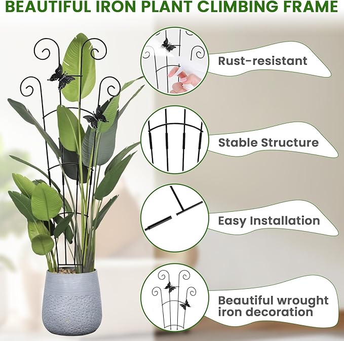 30 in Tall Plant Trellis Indoor,Metal Garden Trellis for Climbing Plants, 2P