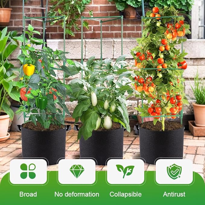 Adjustable Modular Plant Support Frame, 2026 New Garden Raised Bed Planter Heavy Duty Steel Tomato Trellis Kit, Upgrade Plant Support Tower Stakes Provides Support for Climbing Plants (1, Green)