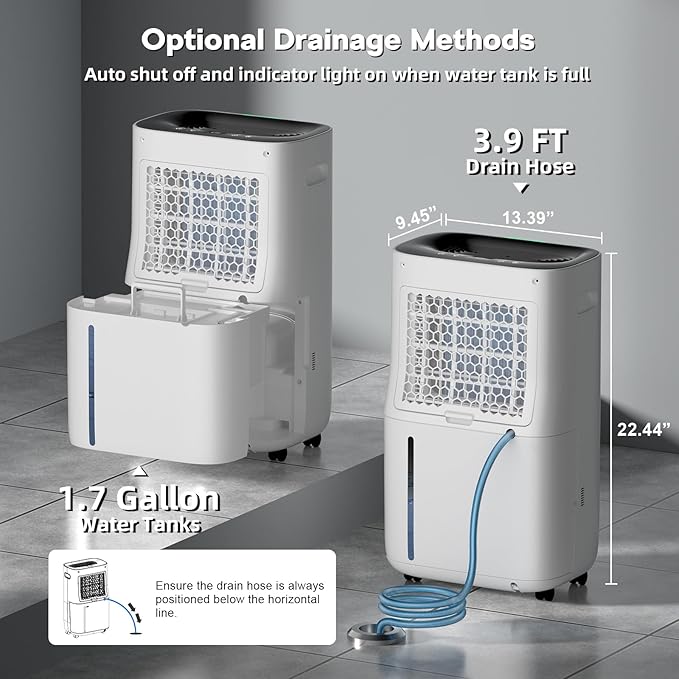 Ludatido 2025 Upgraded 5000 Sq.Ft 80 Pint Dehumidifier for Basements with Large 6.5L Water Tank, 24H Timer, Child Lock, Defrost, Silent, Mold, 4 Modes Operation Auto Shut-off