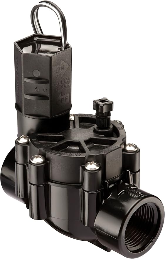 Rain Bird CPF100 In-Line Automatic Sprinkler Valve with Flow Control, 1" Threaded x Female, Black