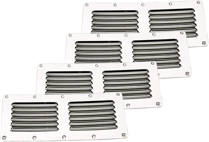 Amarine Made Stainless Steel Stamped Louvered Vent - Rectangular Marine Vents 4-1/2" X 9" - 07723S