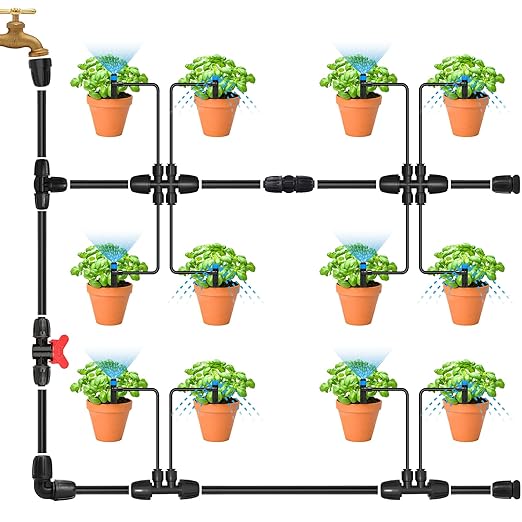 Bonviee 6 Pack 5/16 Inch Drip Irrigation Tee Connectors, Barbed Lock Fittings for 1/2” Tubing, Leak-Proof 3-Way Coupler for Garden Hose, Drip System Repair & Extension