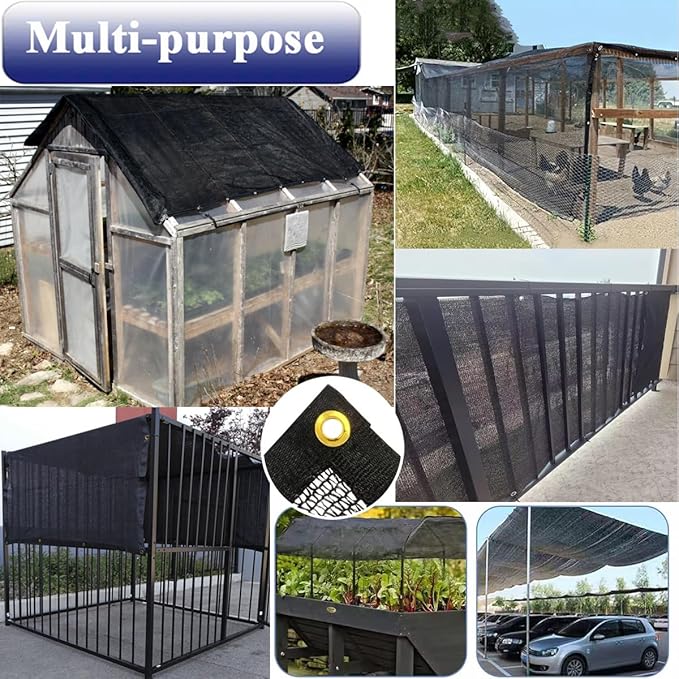 8x8 Ft Shade Cloth for Garden, 90% Black Sun Shade Fabric with Grommets for Plants Heat Protection, Outdoor Sunblock Mesh Cover for Greenhouse, Balcony, Deck, Porch, Carport, Pool