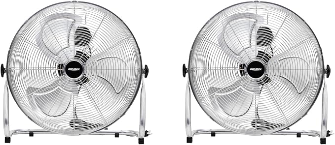 ROVSUN 12'' Floor Fans, High Velocity Heavy Duty Metal Industrial Floor Fan for Commercial & Residential, Metal Fans w/ 90°-180° Adjustable Tilt, for Garage, Gym, Bedroom, UL Listed, 2-Pack
