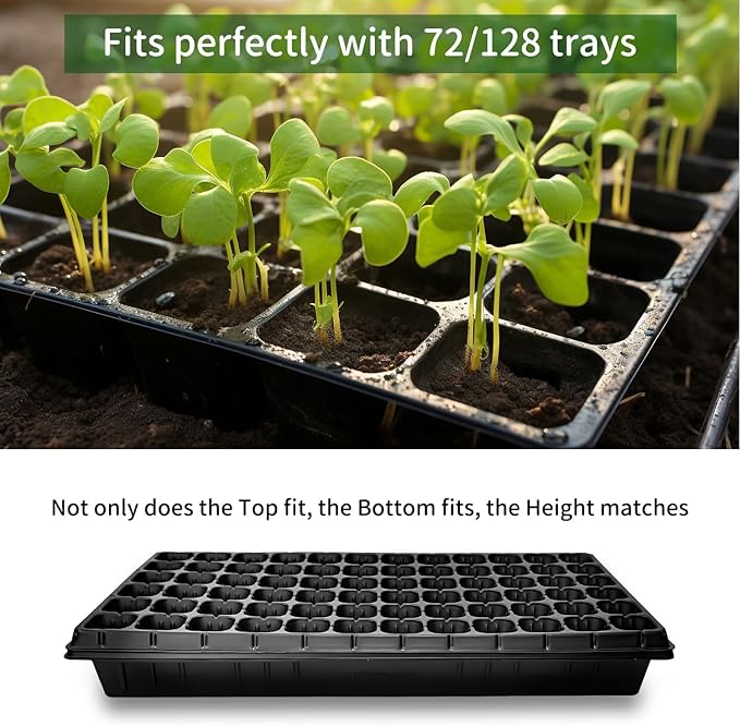 RooTrimmer 20 Pack Shallow 1020 Trays No Holes, Heavy Duty Reusable Seed Starter Flat Seedling Tray for 72/128 Cell Plug Tray, Transplant, Microgreen & Seed Germination (21"×11", 1.6" Deep, TD538)