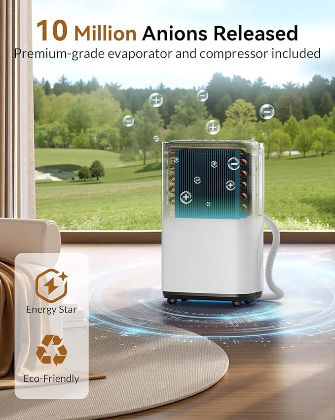 3000 Sq. Ft. Dehumidifier for Basement, 30 Pint Quiet Dehumidifiers for Home with Drain Hose, Smart Humidity Control, 24H Timer & Child Lock, Ideal for Large Rooms, Bathroom, Bedroom, Garage
