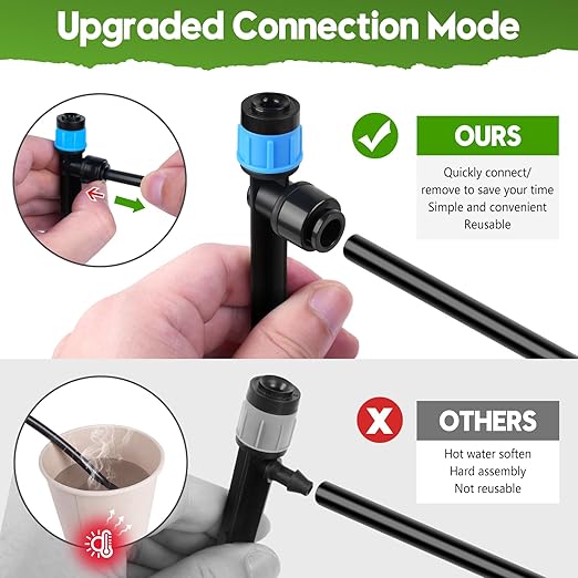 240FT Drip Irrigation System Kit Quick-Connect, Automatic Garden Watering System for Raised Garden Beds, Greenhouse, Yard, Lawn, Plant with 1/2 inch Hose 1/4 inch Distribution Tubing and Accessories