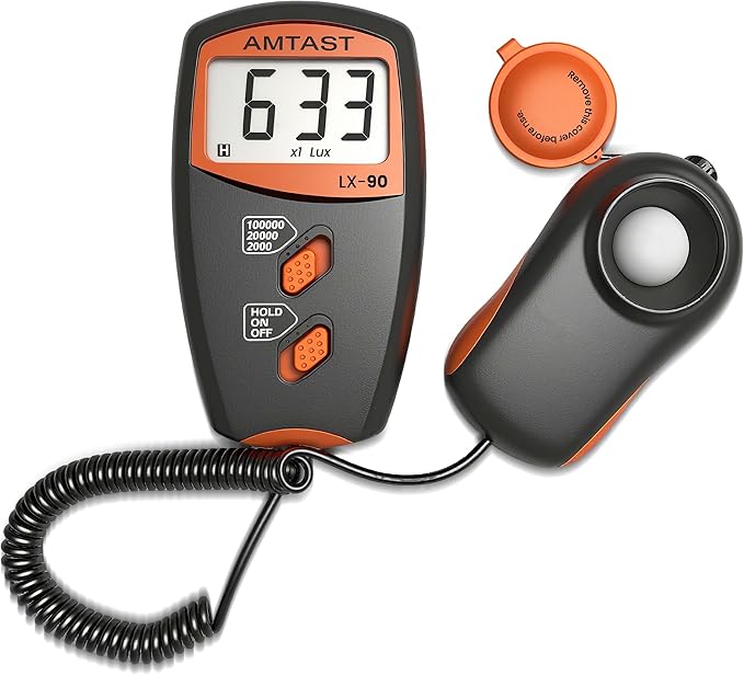 Digital LUX Meter Digital Indicator UV Meter Light Meter with LCD Display Luxmeter for 0-100,000 Lux Range High Ambient Light Meter with Backlight (Model LX-90)