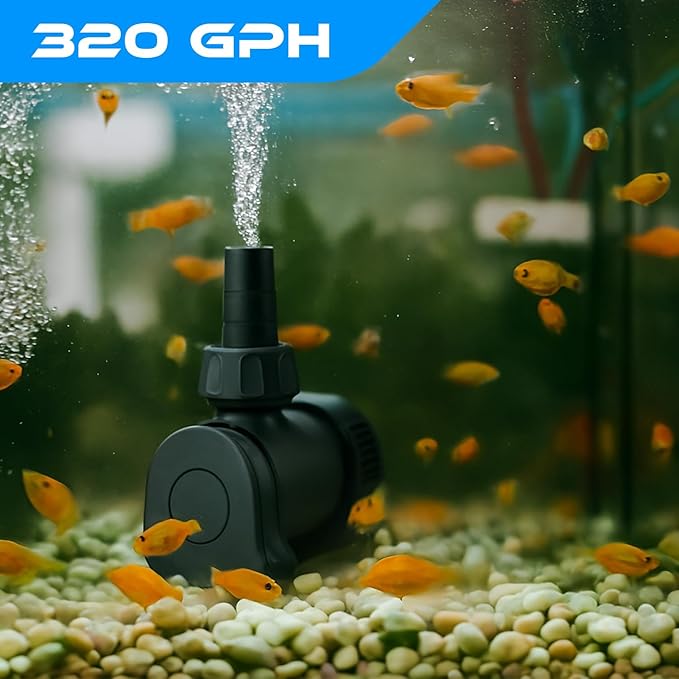 320 GPH Intelligent ECO Amphibious Water Pump - Sine Wave Technology with Controller for Hydroponics & Aquariums, 15W - 3 Pack
