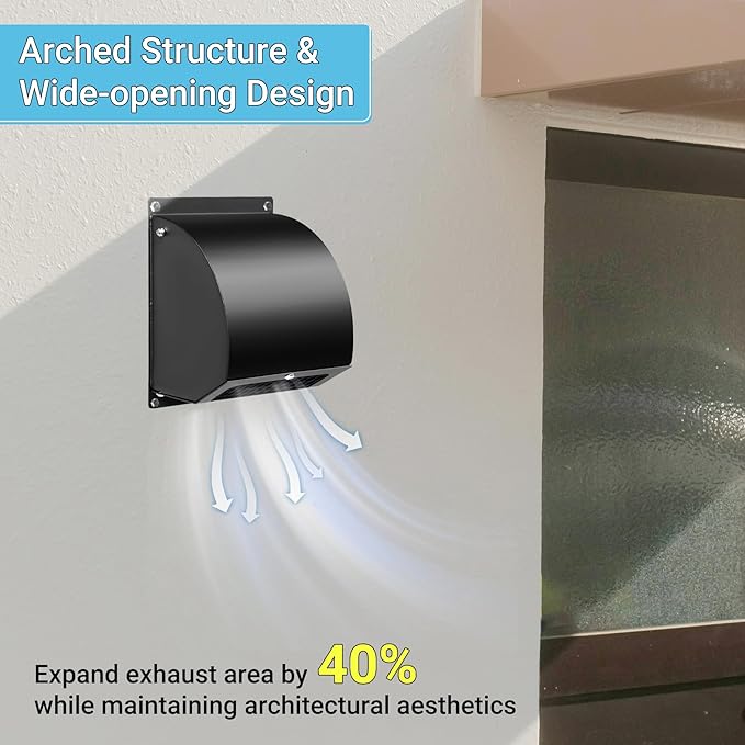 Neoaider 4 Inch Dryer Vent with Screen and Damper, 14GA/2MM Thick Heavy-Duty Steel Dryer Vent Cover, Dryer Vent Cover Outside for Dryer Ventilation and Outdoor Air Exhaust, Black