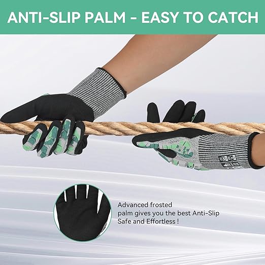 Safety Work Gloves, Impact Gloves for Men Women, Cut Resistant Non-Slip Heavy Duty Gloves with Nitrile Grip, Touch Screen Glove with Impact Protection for Mechanic Construction, X-Large, Camo