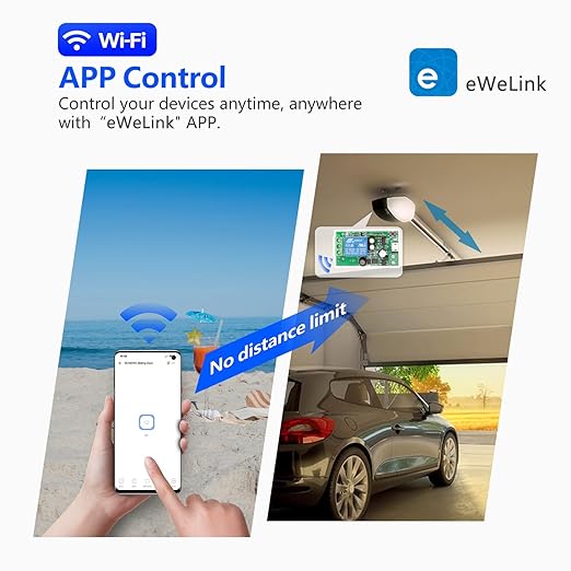 DieseRC 2x2 Channels WiFi Smart Switch with 1x Bluetooth Transmitter, DC 5V 12V 24V Passive Output Relay Module Ewelink APP WiFi Control Compatible with Alexa/Google Home, Inching/Self-Locking Switch